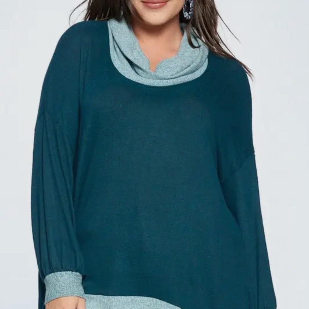 Teal Cowl Neck top